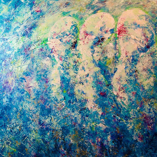 Ethereal Embrace, 2025, mixed media on canvas, 36 x 36 in. / 91.44 x 91.44 cm.