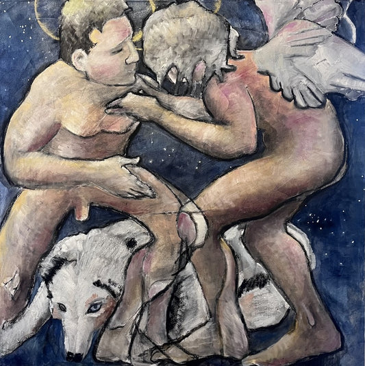 Jacob & The Angel, 2026, oil on canvas, 36 x 36 in. / 91.44 x 91.44 cm.
