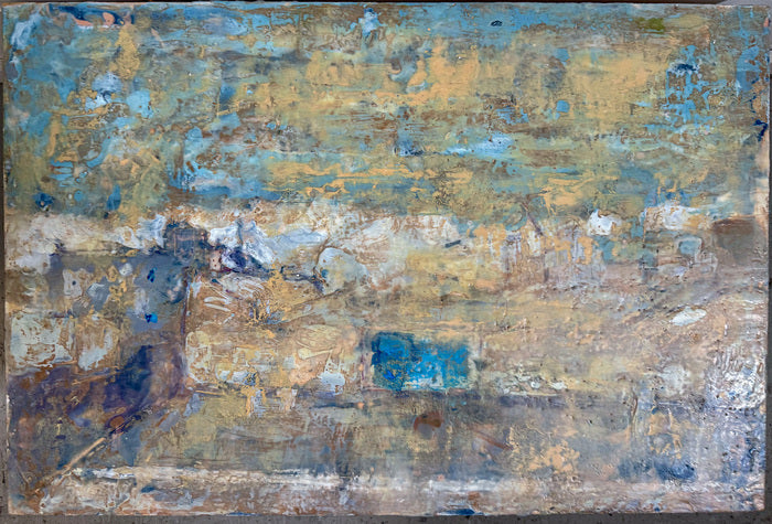Orange Skies, 2026, encaustic on board, 28 x 18 in. / 71.12 x 45.72 cm.