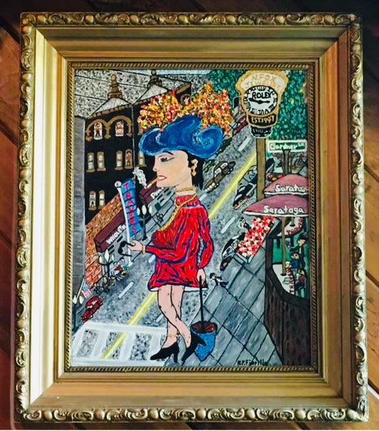 The Saratoga Stroller, 2017, acrylic on canvas, 20 x 16 in. / 50.8 x 40.64 cm.