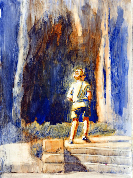 I'll Catch Up, 2025, mixed watercolor on paper, 7.5 x 5.5 in. / 19.05 x 13.97 cm.