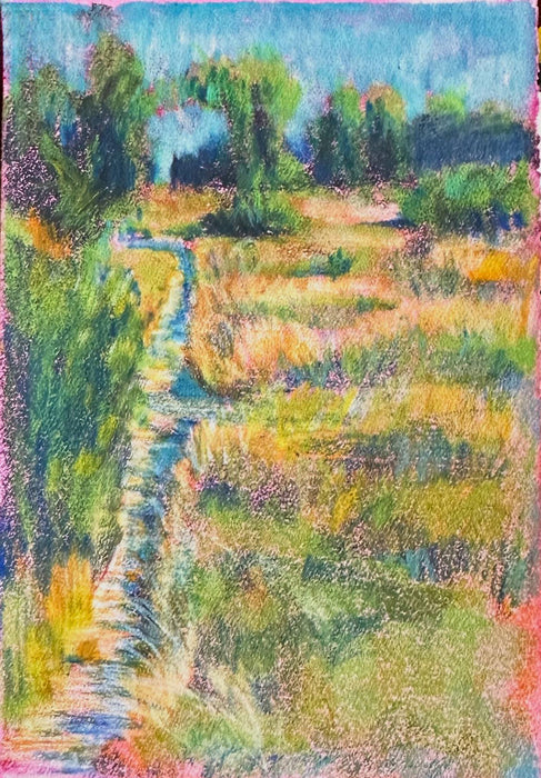 Maine Trail, 2025, mixed watercolor on paper, 5.5 x 3.75 in. / 13.97 x 9.52 cm.