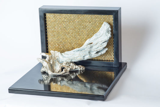 The Phantom of the War, 2025, mixed media, 14.5 x 20.5 x 20.5 in. / 36.83 x 52.07 x 52.07 cm.