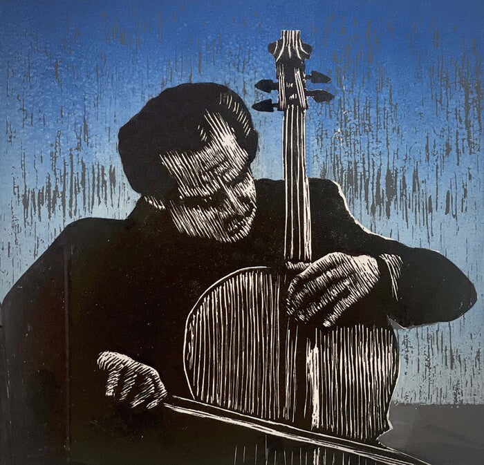 Homage to JS Bach, 2025, wood engraving, 6 x 6 in. / 15.24 x 15.24 cm.