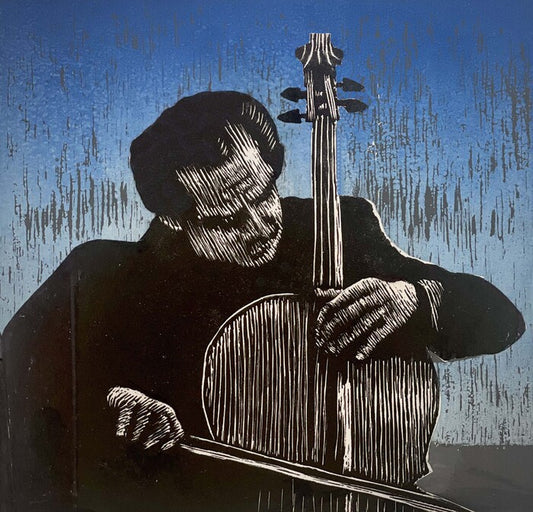 Homage to JS Bach, 2025, wood engraving, 6 x 6 in. / 15.24 x 15.24 cm.