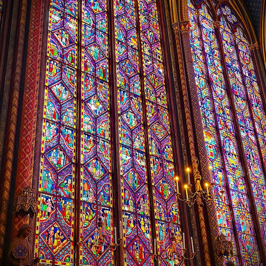 Medieval Sainte Chapelle Windows in Parisian Evening Light, 2023, digital photography, 16 x 16 in. / 40.64 x 40.64 cm.