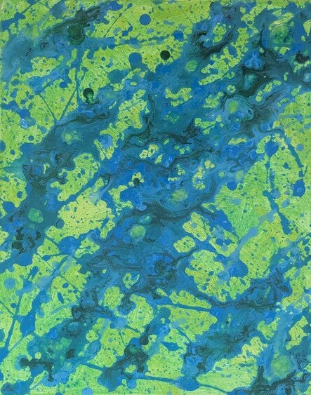 Blue Green Abstract #10, 2025, acrylic, 16 x 20 in. / 40.64 x 50.8 cm.