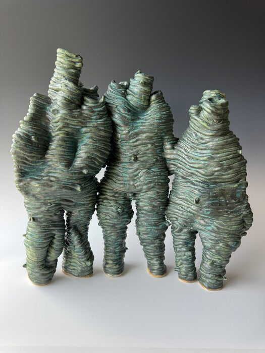 Vera, Chuck & Dave, 2026, mixed media, 16 x 16 x 5 in. / 40.64 x 40.64 x 12.7 cm.