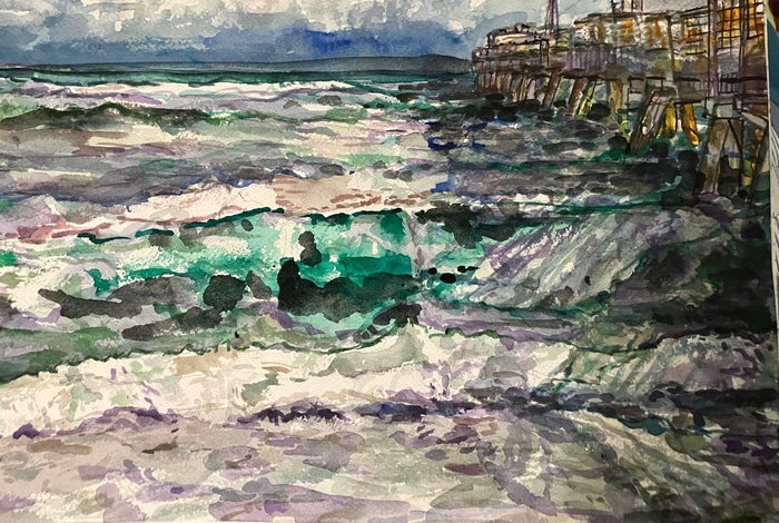 Lake Worth Pier, 2026, watercolor, 10 x 14 in. / 25.4 x 35.56 cm.