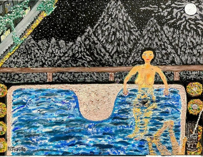 Woman in Hot Tub (Turning Stone Casino), 2019, oil, 16 x 20 in. / 40.64 x 50.8 cm.