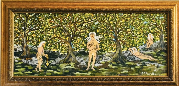 Redemption of the Nymphs, 2017, oil on board, 14 x 28 in. / 35.56 x 71.12 cm.