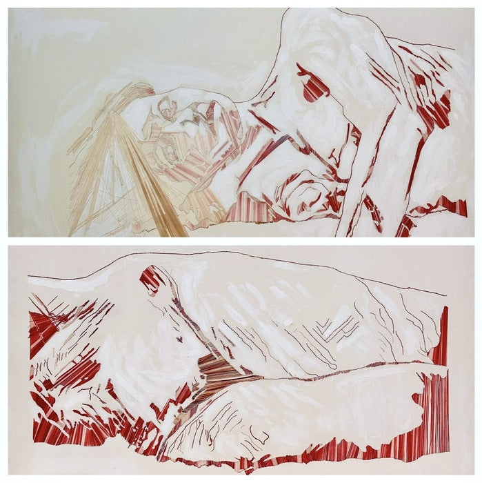 Reclining Nude, 2024, thread, 36 x 120 in. / 91.44 x 304.8 cm.