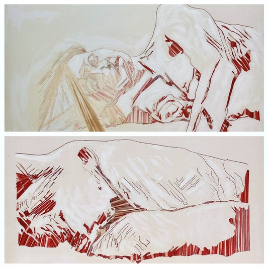 Reclining Nude, 2024, thread, 36 x 120 in. / 91.44 x 304.8 cm.