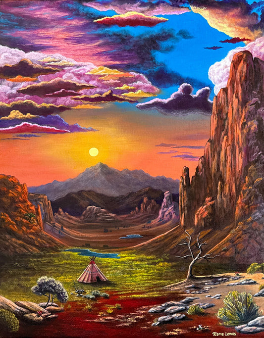 The Tipi Waits, 2025, acrylic on canvas, 20 x 16 in. / 50.8 x 40.64 cm.