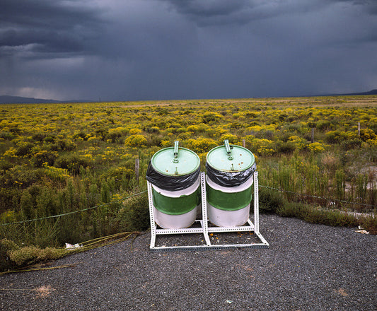 Trash Cans at the Very Large Array Radio Telescope, 2018, photograph, 15 x 18 in. / 38.1 x 45.72 cm.