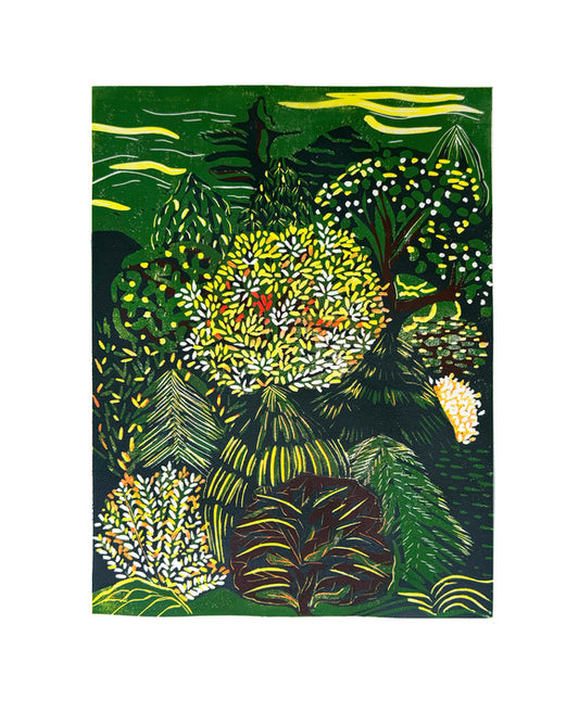 Spring, 2026, linocut, 12 x 9 in. / 30.48 x 22.86 cm.