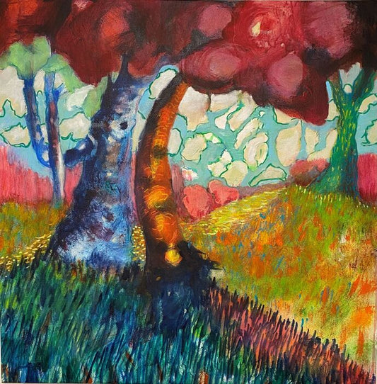 Coming Down to Joy, 2026, acrylic paint and marker, 24 x 24 in. / 60.96 x 60.96 cm.