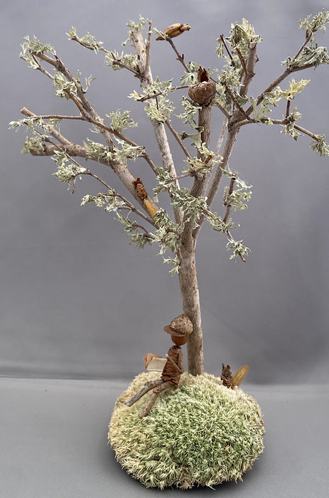 Reading in Nature, 2026, material found in nature, 11 x 5 x 5 in. / 27.94 x 12.7 x 12.7 cm.