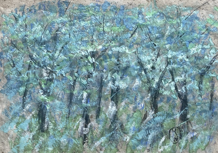 Blue Greens, Push Pull, 2026, ink on rice paper, 20 x 30 in. / 50.8 x 76.2 cm.