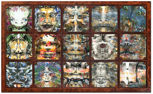 Prisoners of Device, 2026, mixed media, 64 x 40 in. / 25.1 x 15.7 cm.