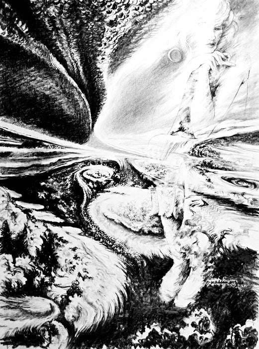 High in the Jovian Air, 2009, graphite on paper, 20 x 16 in. / 50.8 x 40.64 cm.
