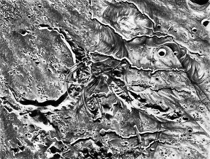 There Are No Words - Aristarchus Region, 2015, graphite on paper, 16 x 20 in. / 40.64 x 50.8 cm.