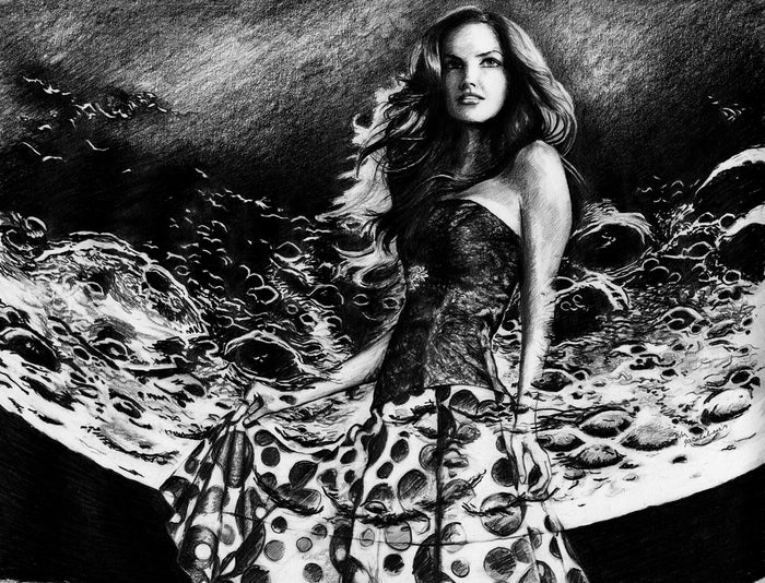 Princess Kept Her View, 2014, graphite on paper, 16 x 20 in. / 40.64 x 50.8 cm.