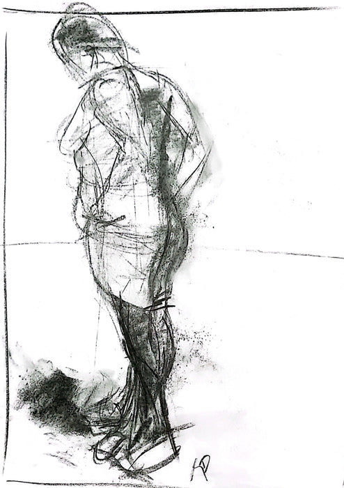 Standing Female Wearing Stockings #161, 2017, charcoal, 24 x 18 in. / 60.96 x 45.72 cm.
