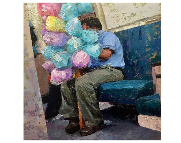 Vendor, 2022, oil on panel, 24 x 24 in. / 60.96 x 60.96 cm.
