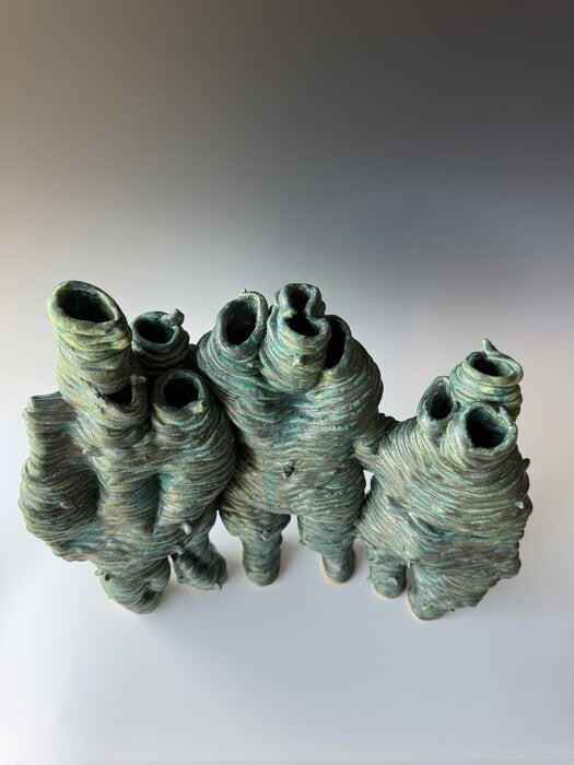 Vera, Chuck & Dave, 2026, mixed media, 16 x 16 x 5 in. / 40.64 x 40.64 x 12.7 cm.