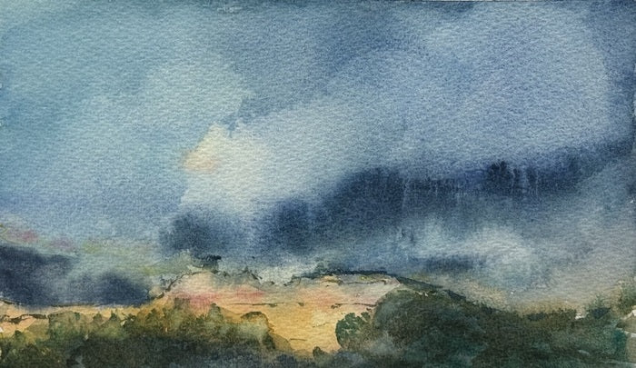 Mesa Storm, 2026, watercolor, 9 x 6 in. / 22.86 x 15.24 cm.