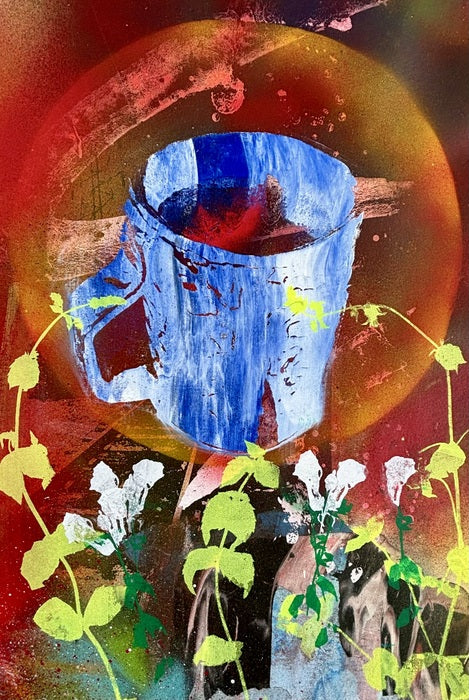 Appreciation, 2026, spray paint and silkscreen print, 11 x 15 in. / 27.94 x 38.1 cm.
