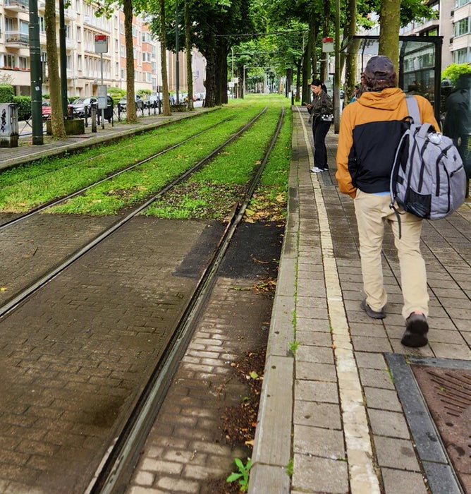 Tram Tracks in Amsterdam, 2024, photography, 14 x 14 in. / 35.56 x 35.56 cm.