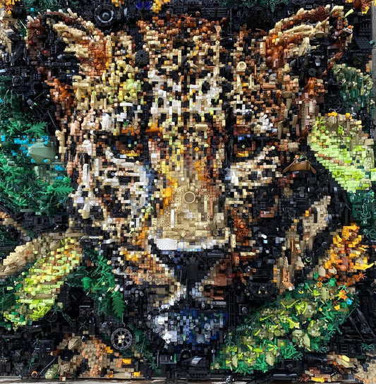 Prey, 2024, LEGO elements on wood, 40 x 40 x 7 in. / 101.6 x 101.6 x 17.78 cm.