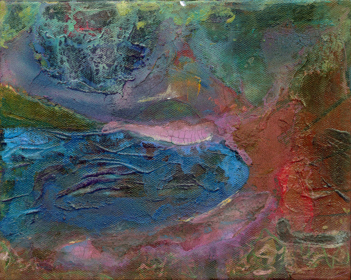 Convergence, 2025, mixed media on canvas, 8 x 10 in. / 20.32 x 25.4 cm.