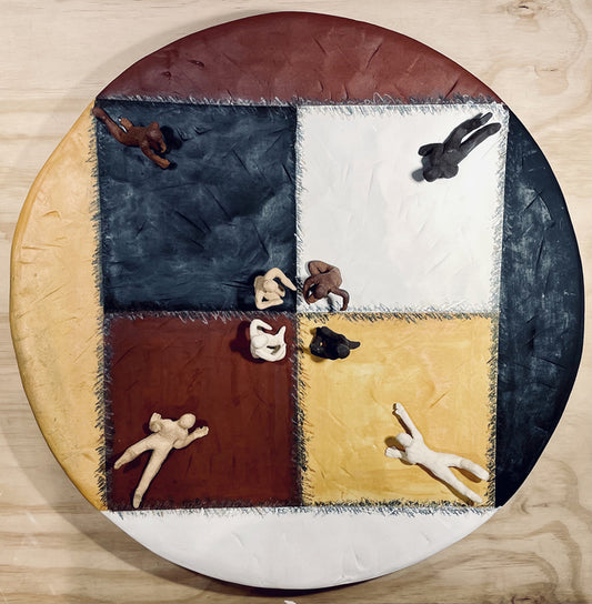 Bringing the Medicine, 2023, glazed ceramic, 22 x 22 in. / 55.88 x 55.88 cm.