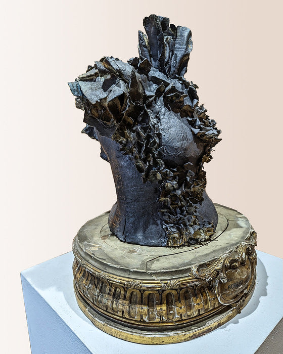 Festooned, 2024, glazed ceramic, 22 x 16 x 14 in. / 55.88 x 40.64 x 35.56 cm.