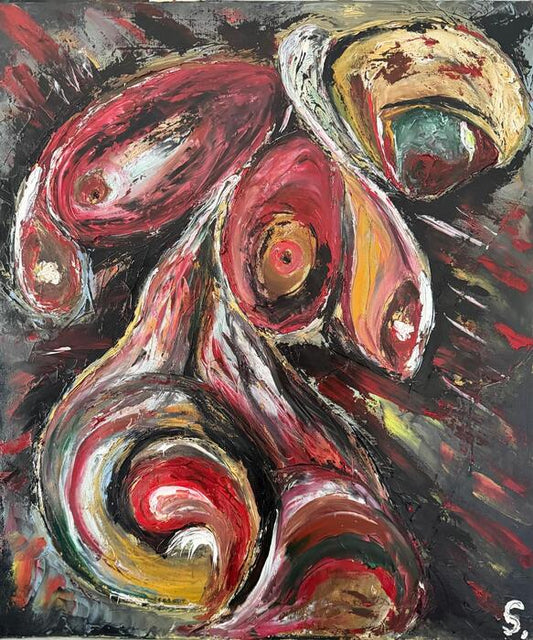 L'Hybridation de l'Être, 2026, oil on canvas, 70 x 60 cm. / 27.5 x 23.6 in.
