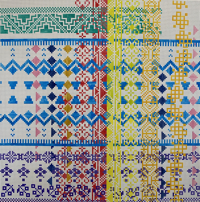 Electroknit Composite, 2019, gouache on paper, 40 x 40 in. / 101.6 x 101.6 cm.
