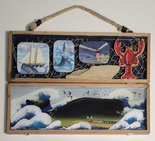 New England Whaling, 2026, mixed media, 12 x 18 in. / 30.48 x 45.72 cm.