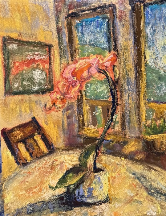 Early Morning in the Kitchen, 2026, pastel, 14 x 11 in. / 35.56 x 27.94 cm.