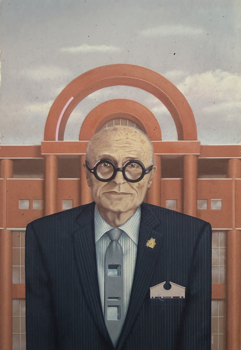 Philip Johnson, 1987, gouache, 17 x 10 in. / 43.18 x 25.4 cm.
