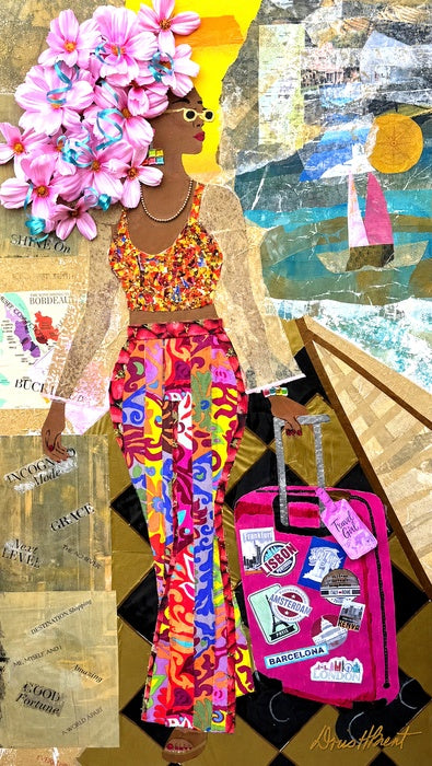 Travelholic, 2026, mixed media, 48 x 24 in. / 121.92 x 60.96 cm.