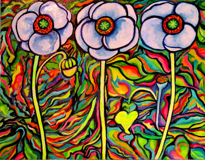 Three Poppies, 2022, oil, 24 x 18 in. / 60.96 x 45.72 cm.