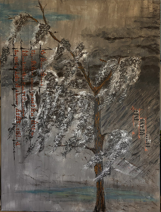 Anon Comes Ian, 2026, mixed media, 48 x 36 in. / 121.92 x 91.44 cm.