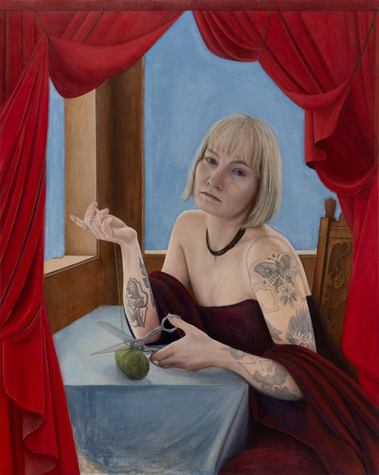 Portrait of a Lady Seated at a Window, 2026, oil on linen on panel, 50 x 40 in. / 127 x 101.6 cm.