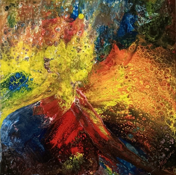 Winged Faery and the In Between, 2026, acrylic and oil on wood panel, 12 x 12 in. / 30.48 x 30.48 cm.