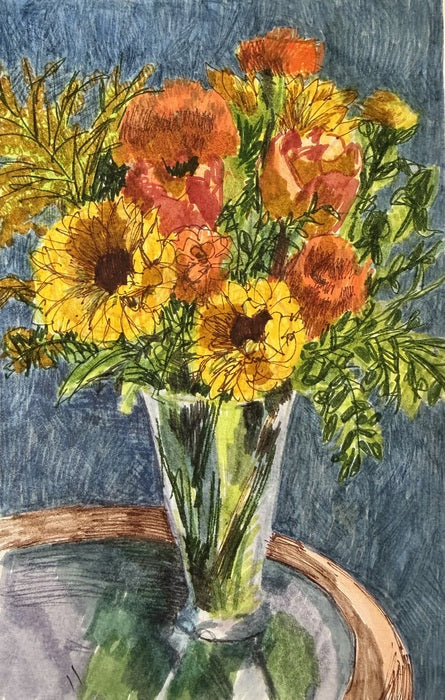 Flower Drawing 3, 2026, colored brush pens, 9 x 6 in. / 22.86 x 15.24 cm.