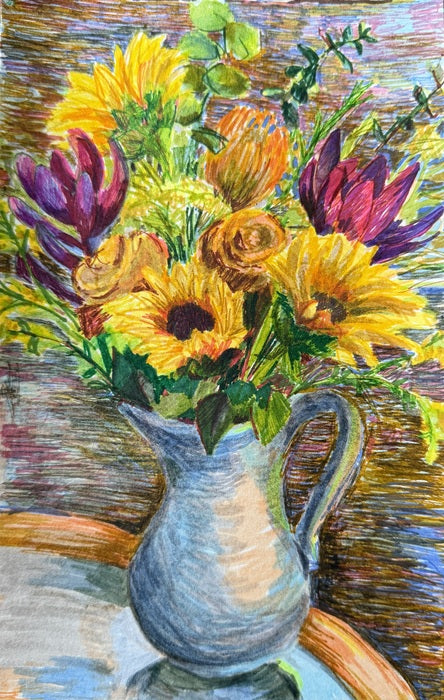 Flower Drawing 6, 2026, colored brush pens, 9 x 6 in. / 22.86 x 15.24 cm.