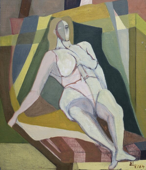 Sleeping Woman on Mattress, 1984, mixed media on plywood, 24 x 21 cm. / 9.4 x 8.26 in.